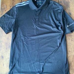 Adidas Black Polo Shirt with Gray Stripes